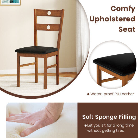 Wooden Dining Chairs Set of 2 Armless Kitchen Chairs with Hollowed Backrest-White W2B