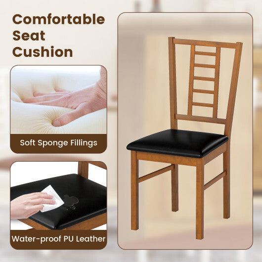 PU Leather Upholstered Wood Dining Chairs Set of 2-White W2B