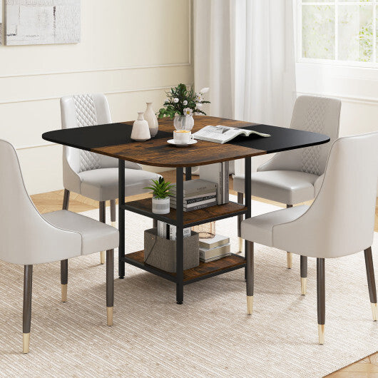 47.5 inch Modern Dining Table Square Kitchen Table with Mix-colored Tabletop-Rustic Brown W2B