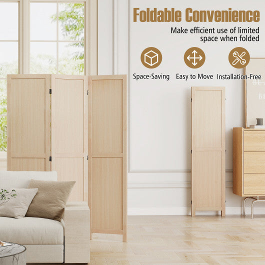 3 Panel Folding Room Divider for Home Office Bedroom Restaurant-Beige W2B
