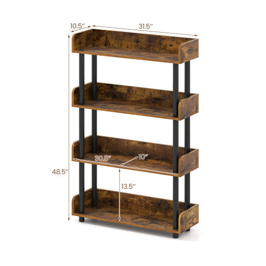 4-Tier Bookshelf Open Bookcase with Anti-Tipping Kit Industrial Storage Unit-Black W2B