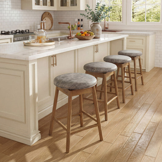 Swivel Counter Height Barstools with Solid Wood Legs and Footrests-Set of 2 W2B