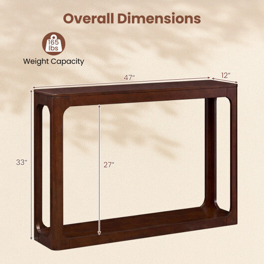 2-Tier Mid Century Wood Console Table with Storage Shelf-Brown W2B