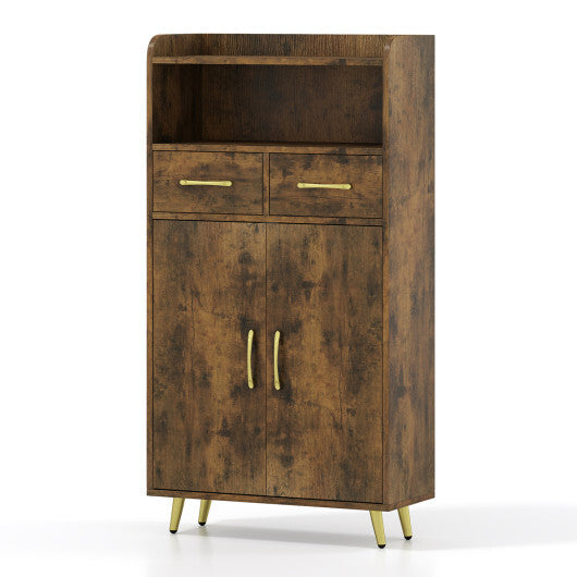 Bathroom Storage Cabinet Freestanding Floor Cabinet with 2 Drawers and 2 Doors-White W2B