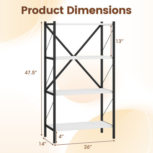 4-Tier Bookshelf with Heavy-Duty Metal Frame-Walnut W2B