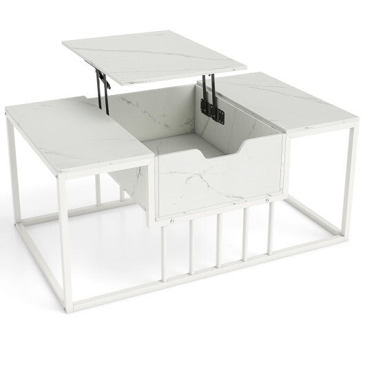 Lift Top Coffee Table Modern Center Table with Hidden Storage Compartment-White W2B
