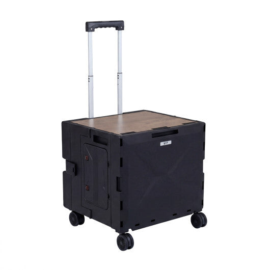 Foldable Utility Cart on 4 Rotate Wheels with Cup Holder-White W2B