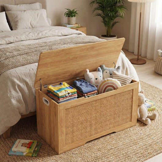 Kids Storage Bench 40 Inch Toy Box with Flip Top and Handles-Natural W2B