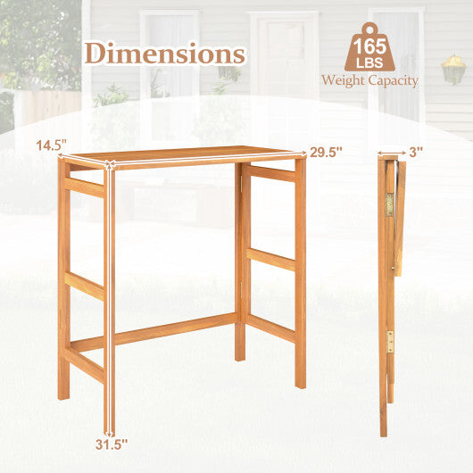 Acacia Wood Outdoor Bar Table with Slatted Tabletop for Balcony W2B