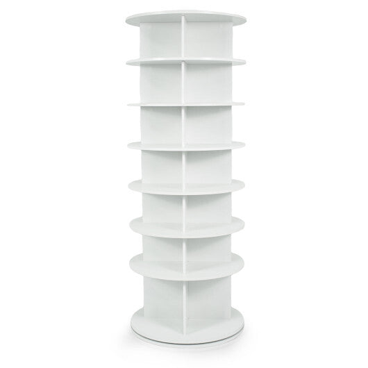 7-Tier Rotating Shoe Rack Tower Freestanding Spinning Shoe Organizer-White W2B