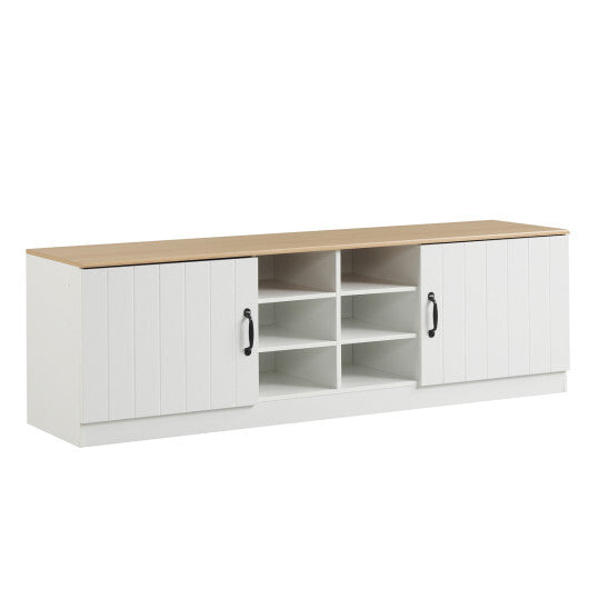 2-Door Shoe Bench Storage Cabinet with Adjustable Shelves-White W2B