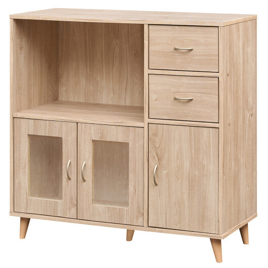 36 Inch Sideboard Buffet Cabinet with Open Compartment-Brown W2B