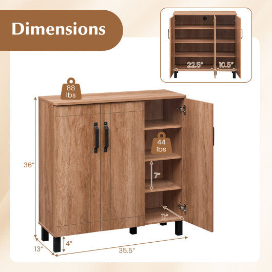 5-Tier Shoe Storage Cabinet Freestanding Shoe Rack Organizer-Oak W2B