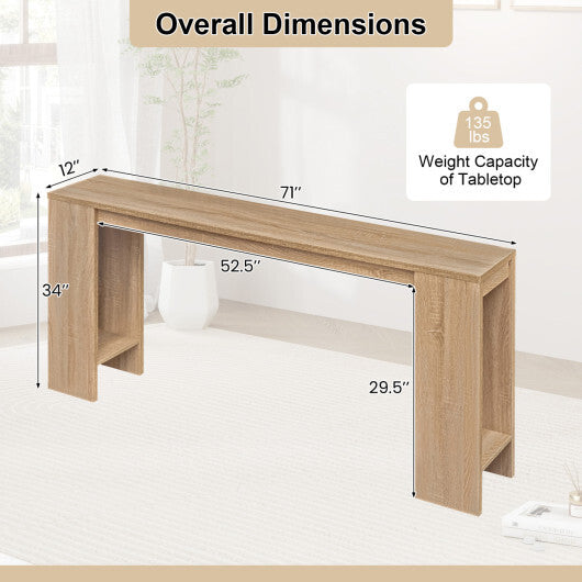 71 Inches Long Console Table with Storage for Hallway-Natural W2B