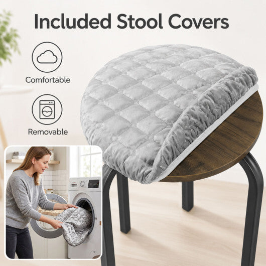 18 Inch Round Stackable Stools with Removable Washable Covers-Set of 6 W2B