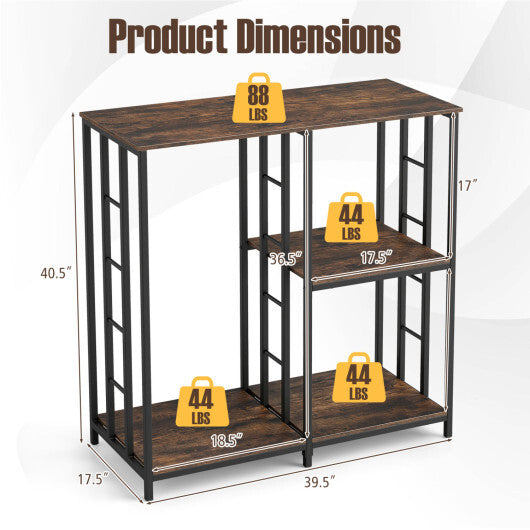 3-Tier Kitchen Baker's Rack with Open Shelves for Microwave and Oven-Rustic Brown W2B