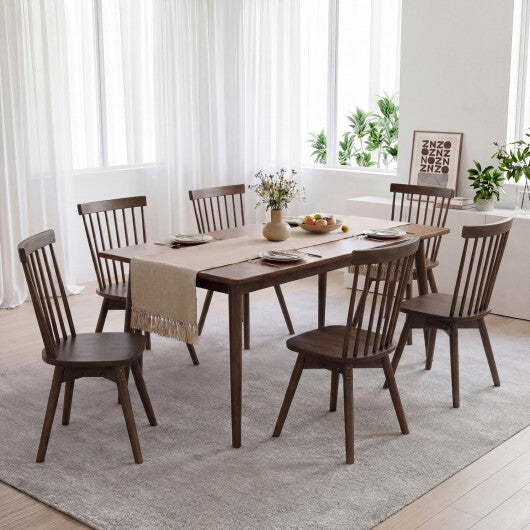 Windsor Dining Chairs Set of 2 Mid Century Rubber Wood Kitchen Chairs with Swivel Seat-Walnut W2B