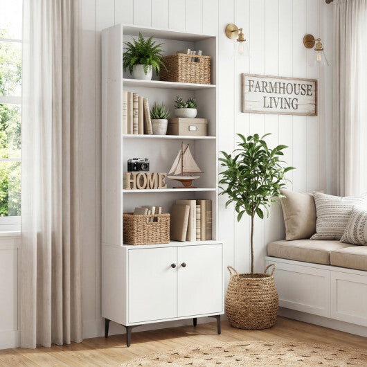 Giantex Bookshelf with Doors and 2 Anti-Tipping Kits for Home Office-White W2B