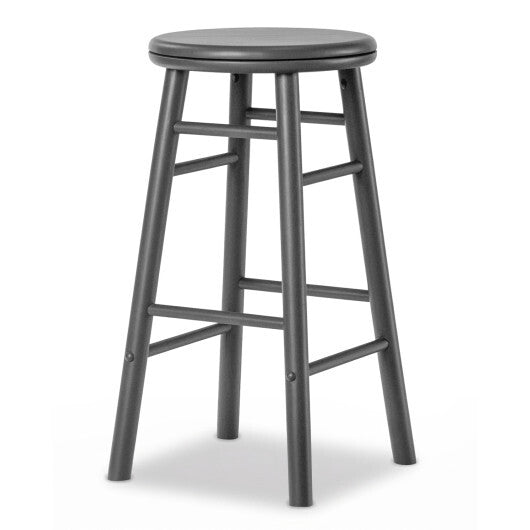 24" Swivel Bar Stools Set of 2 with Footrests & Crossbars-Natural W2B