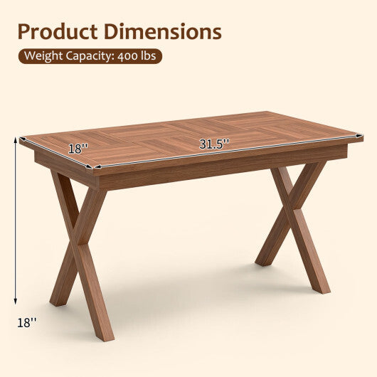 31.5" Outdoor Teak Wood Coffee Table with Slatted Tabletop for Patio W2B