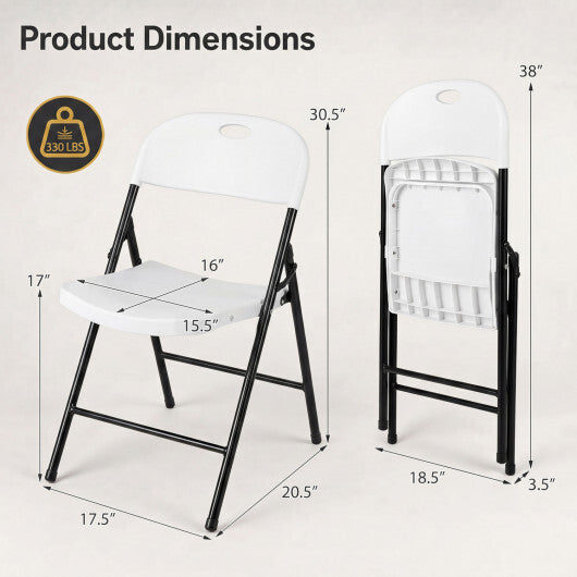 Set of 6 Foldable Plastic Chairs with Ergonomic Backrest-Black W2B