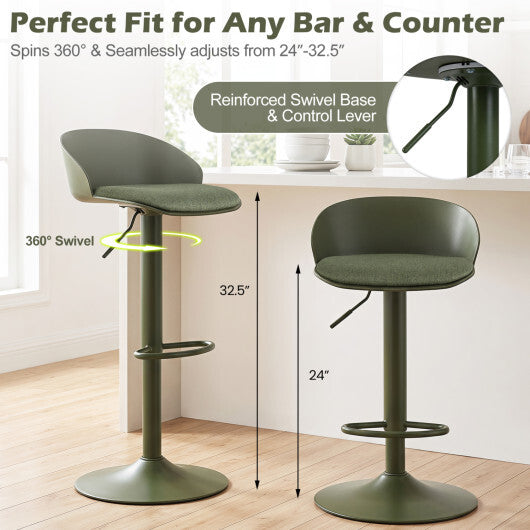 Set of 2 Adjustable Swivel Bar Stools w/ Back & Footrest 330 LBS for Dining-Cream W2B