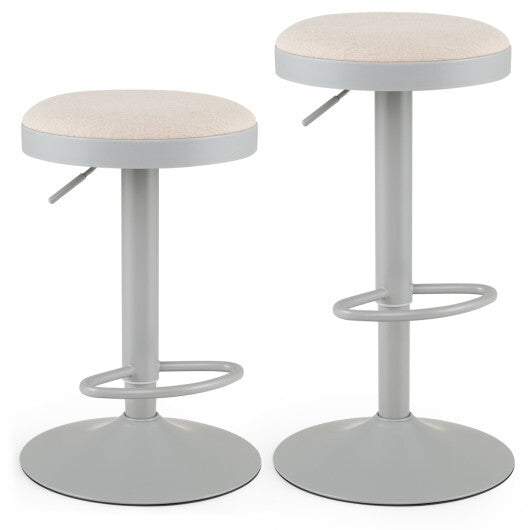 Set of 2 Kitchen Bar Stools with Height Adjustment Padded Seat and D-Shaped Footrest-Black W2B