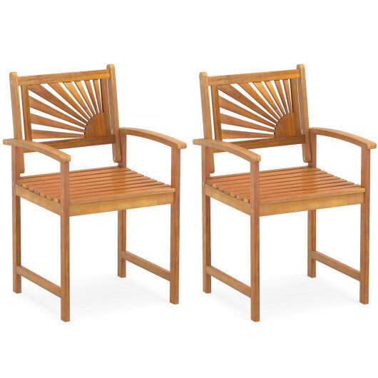 Outdoor Acacia Wood Dining Chairs-Set of 2 W2B