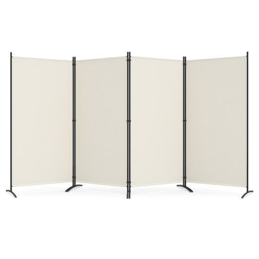 4 Panel Room Divider 6 FT Tall Folding Privacy Screen with Curved Metal Feet-Black W2B