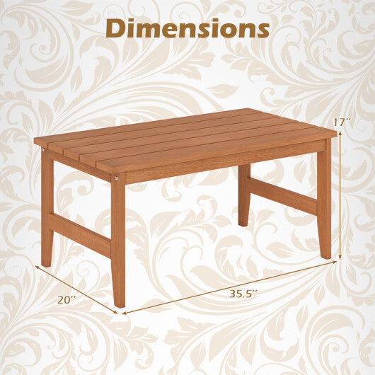 35.5" Solid Wood Outdoor Coffee Table with Rectangular Slatted Top and Teak Finish W2B