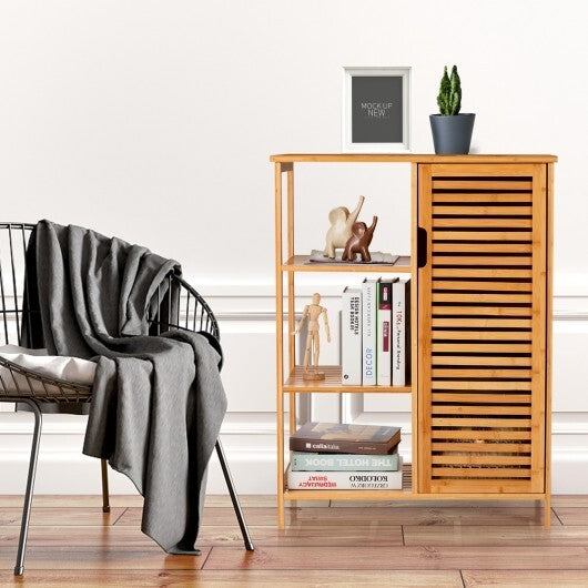 Bamboo Bathroom Storage Cabinet with Single Door-Natural W2B