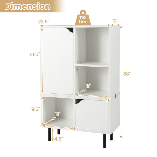 Stackable Bookcase with Adjustable Shelf and Cubes-White W2B
