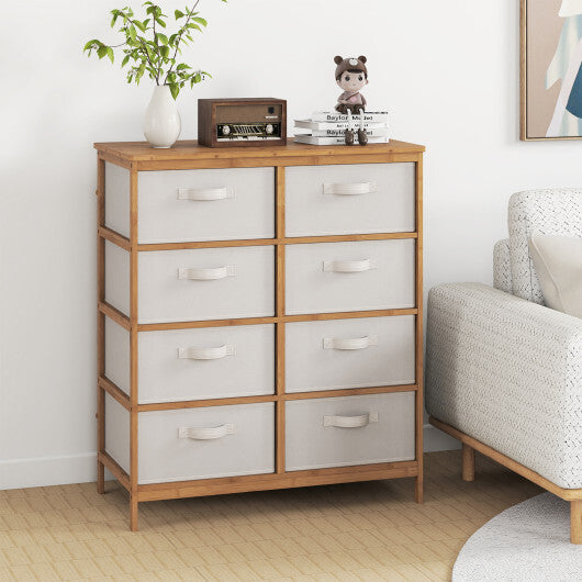 8 Drawers Dresser with Removable Fabric Bins for Bedroom-Beige W2B