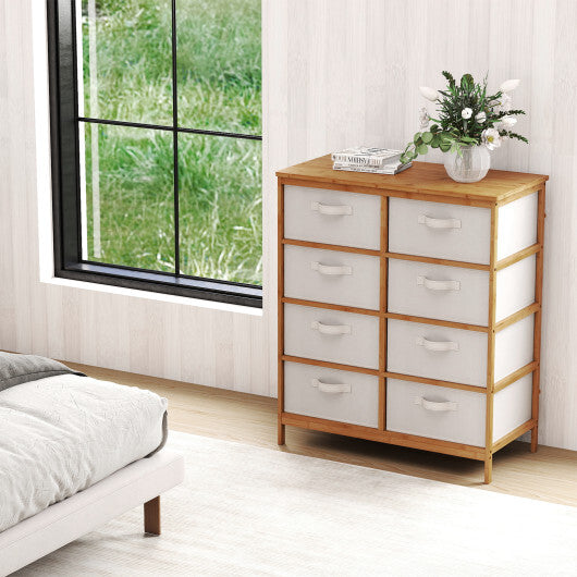 8 Drawers Dresser with Removable Fabric Bins for Bedroom-Beige W2B