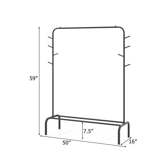 Heavy Duty Clothes Rack 50-Inch Wide Metal Garment Wardrobe Rack-Black