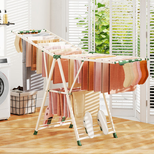 72.5 Inches Clothes Drying Rack with Height Adjustable Wings-Beige W2B