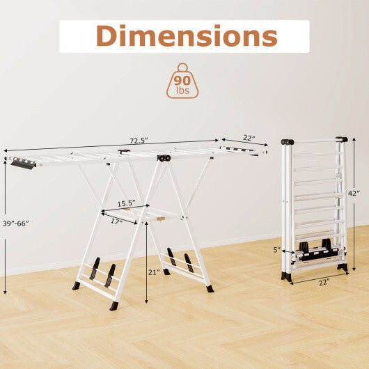 72.5 Inches Clothes Drying Rack with Height Adjustable Wings-Beige W2B