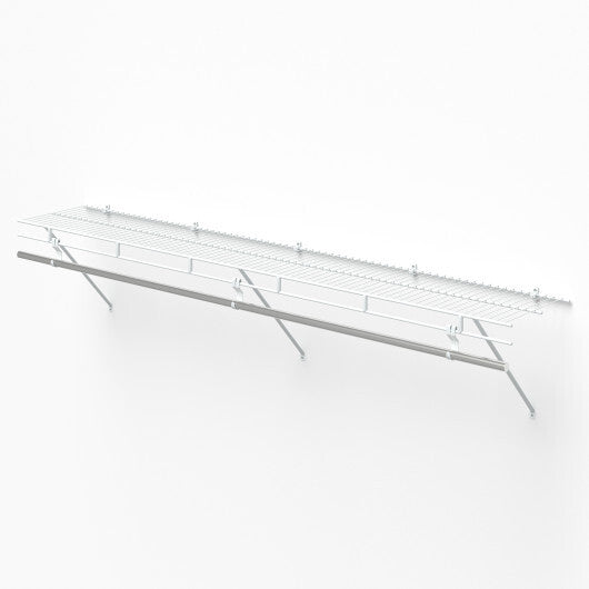 Closet Shelves Wall Mounted with Hanging Rod for Laundry Room W2B