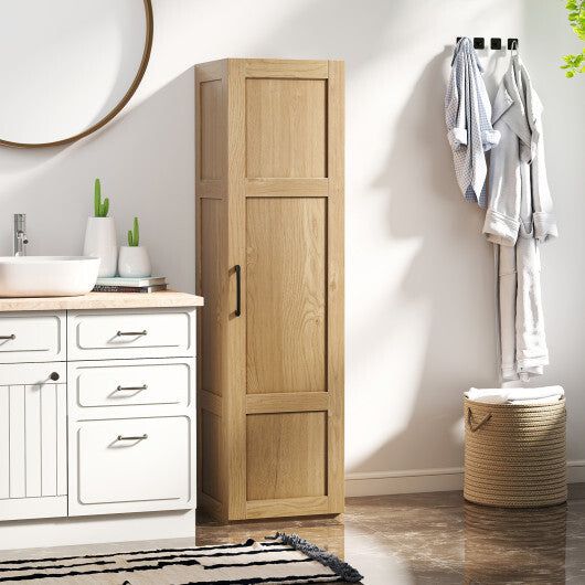 Tall Storage Cabinet with 4 Storage Shelves for Bathroom Living Room-Black W2B