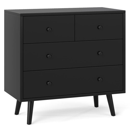 Wide Wooden Dresser with 4 Drawers for Bedroom Living Room-Walnut W2B