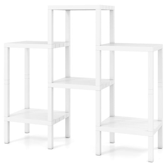 6-Tier Plastic Modular Storage Shelves for Living Room and Kitchen-Black W2B