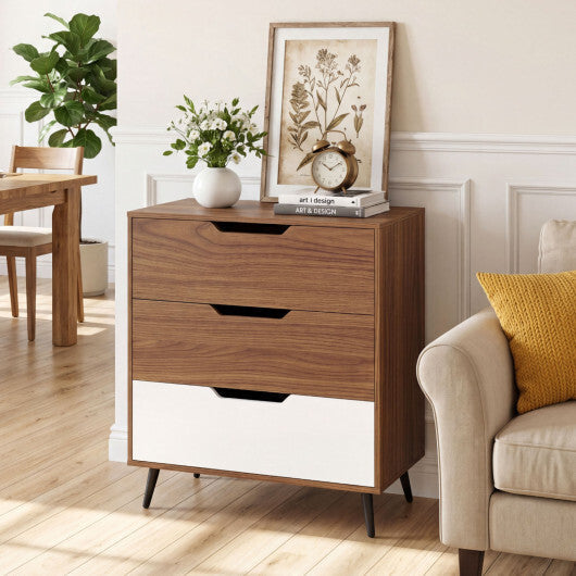 3-Drawer Rustic Farmhouse Wooden Storage Dresser-Walnut W2B