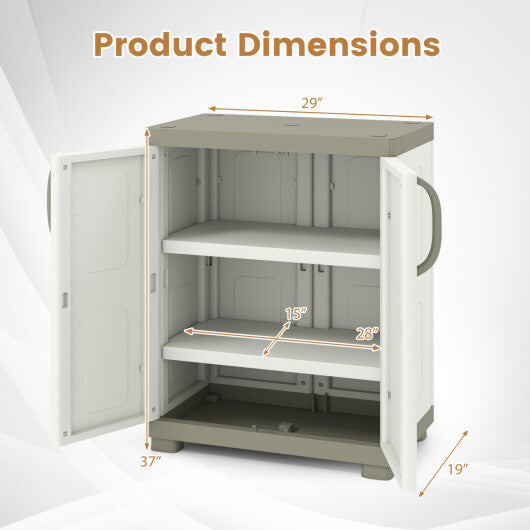 Freestanding Buffet Cabinet Sideboard with 2 Doors and Adjustable Shelves for Kitchen and Garage-Beige W2B