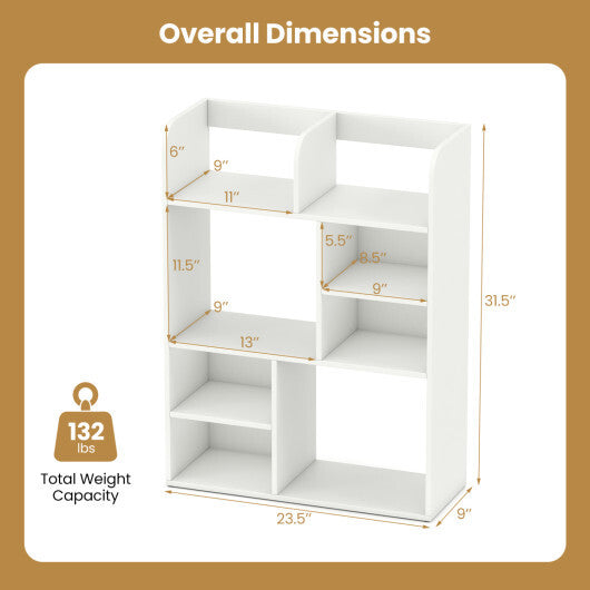 Desktop Display Rack with 8 Open Cubes for Home Office-White W2B