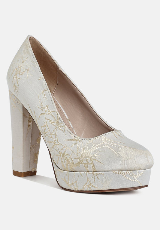 Jastour Platform Block Heel Pumps London Rag