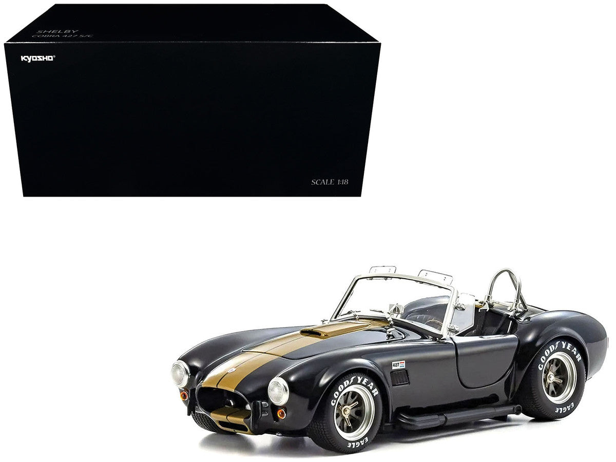 Shelby Cobra 427 S/C Black with Gold Stripes 1/18 Diecast Model Car by Kyosho Kyosho