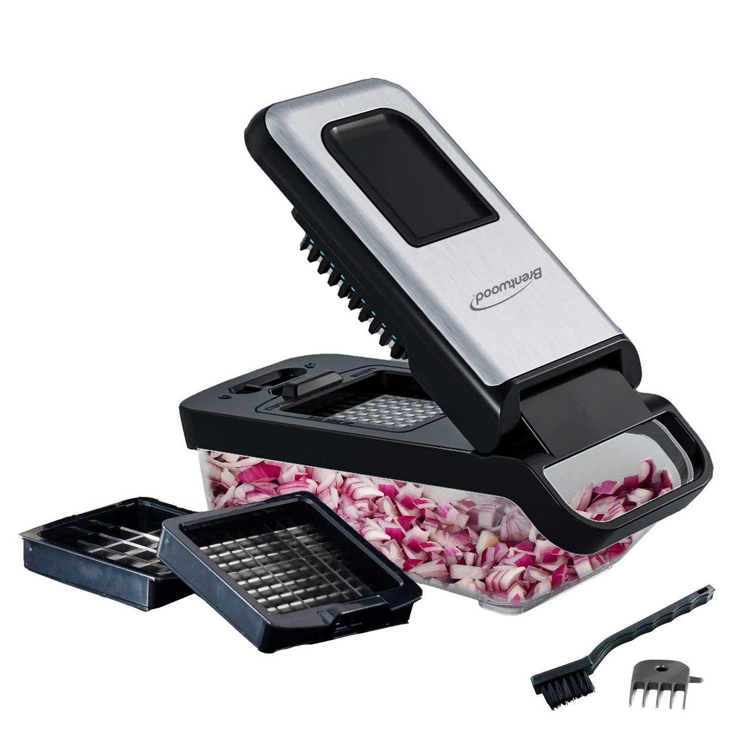 Brentwood 3.6 Cup Vegetable Chopper in Black with 2 Interchangeable Blades W2B
