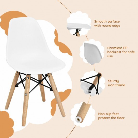 4 PCS Children Chair Set Medieval Style Dining Chairs with Wood Legs W2B