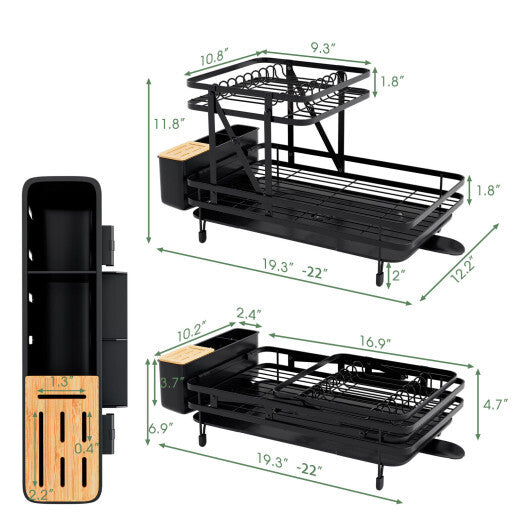 2-Tier Collapsible Dish Rack with Removable Drip Tray W2B