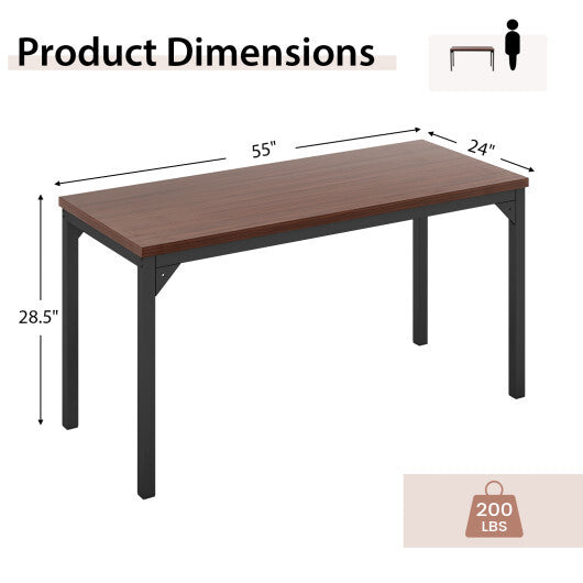 55 Inch Conference Table with Heavy-duty Metal Frame-Brown W2B